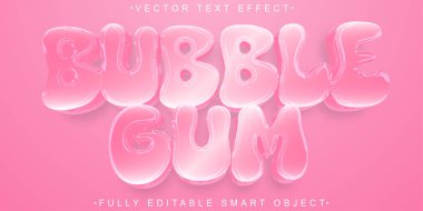 Şirin Tatlı Sakız Vektörü Tamamen Düzenlenebilir Akıllı Nesne Metin Efekti