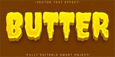 Organik Eriyen Tereyağı Vektörü Tamamen Düzenlenebilir Akıllı Nesne Metni E