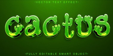Yeşil Parlak Kaktüs Vektörü Tamamen Düzenlenebilir Akıllı Metin Efekti
