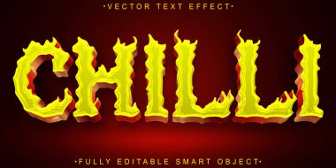Turuncu Ateş Chilli Vektörü Tamamen Düzenlenebilir Akıllı Nesne Metni Efekti
