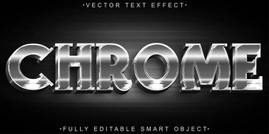 Gümüş Krom Vektör Tam Düzenlenebilir Akıllı Nesne Metin Efekti
