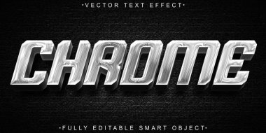 Gümüş Krom Vektör Tam Düzenlenebilir Akıllı Nesne Metin Efekti