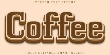 Kahverengi Kahve Vektörü Tam Düzenlenebilir Akıllı Nesne Metin Efekti