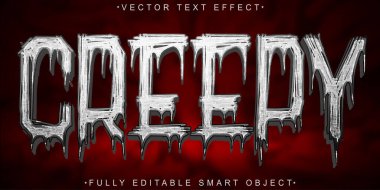 Korku Gri Ürkütücü Vektörü Tamamen Düzenlenebilir Akıllı Nesne Metni Efekti