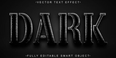  Koyu Vektör Tam Düzenlenebilir Akıllı Nesne Metin Efekti Kara Gri 