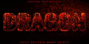 Kırmızı Yıpranmış Ejder Vektörü Tamamen Düzenlenebilir Akıllı Nesne Metin Efekti