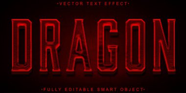 Kırmızı Yıpranmış Ejder Vektörü Tamamen Düzenlenebilir Akıllı Nesne Metin Efekti