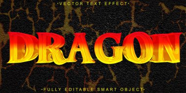 Kırmızı Yıpranmış Ejder Vektörü Tamamen Düzenlenebilir Akıllı Nesne Metin Efekti