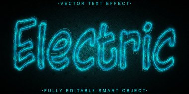 Mavi Elektrik Şoku Vektörü Tamamen Düzenlenebilir Akıllı Nesne Metni Efesi