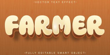 Çizgi film Çiftçi Vektörü Tam Düzenlenebilir Akıllı Nesne Metin Efekti