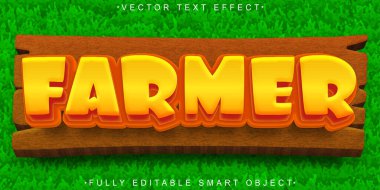 Çizgi film Çiftçi Vektörü Tam Düzenlenebilir Akıllı Nesne Metin Efekti