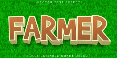 Çizgi film Çiftçi Vektörü Tam Düzenlenebilir Akıllı Nesne Metin Efekti