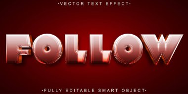 Kırmızı Takip Vektörü Tam Düzenlenebilir Akıllı Nesne Metin Efekti