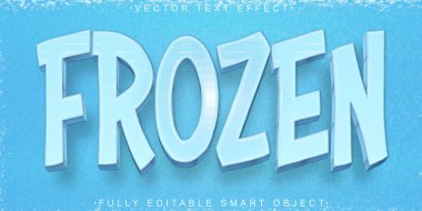 Karikatür Buzu Donmuş Vektör Tamamen Düzenlenebilir Akıllı Metin Efekti