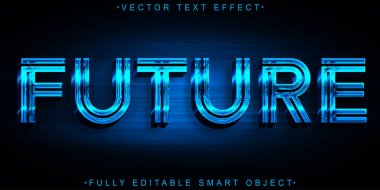 Koyu Mavi Gelecek Vektörü Tam Düzenlenebilir Akıllı Nesne Metin Efekti