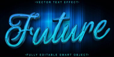 Koyu Mavi Gelecek Vektörü Tam Düzenlenebilir Akıllı Nesne Metin Efekti