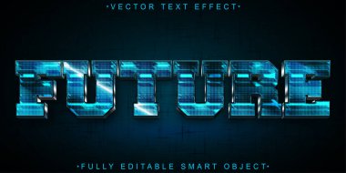 Koyu Mavi Gelecek Vektörü Tam Düzenlenebilir Akıllı Nesne Metin Efekti