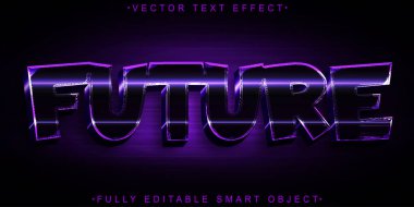 Parlak Mor Gelecek Zaman Vektörü Tamamen Düzenlenebilir Akıllı Nesne Metni
