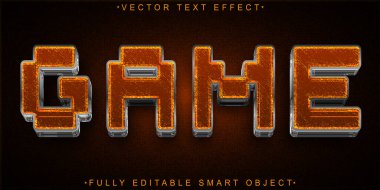 Arcade Pikseli Turuncu Oyun Vektörü Tamamen Düzenlenebilir Akıllı Nesne Metni