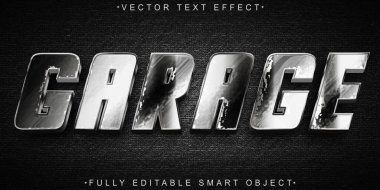 Gümüş Garaj Vektörü Tam Düzenlenebilir Akıllı Nesne Metin Efekti