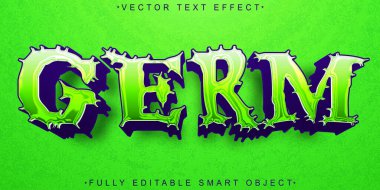 Yeşil Bakteri Vektörü Tam Düzenlenebilir Akıllı Nesne Metin Efekti