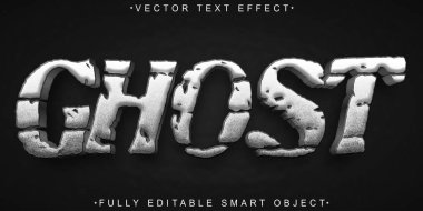 Korku Koyu Gümüş Hayalet Vektörü Tamamen Düzenlenebilir Akıllı Nesne Metni