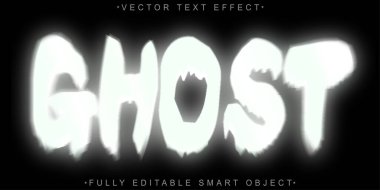 Çizgi film Siyah ve Beyaz Hayalet Vektörü Tamamen Düzenlenebilir Akıllı Nesne