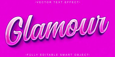 Pembe Cazibeli Vektör Tam Düzenlenebilir Akıllı Cisim Metin Efekti