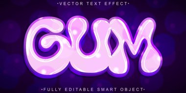 Çizgi film Pembe Sakız Vektörü Tamamen Düzenlenebilir Akıllı Nesne Metin Efekti