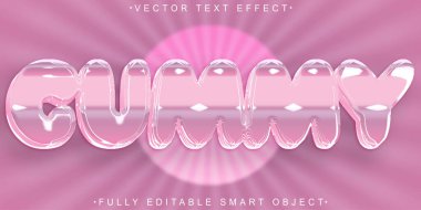 Çizgi film Pembe Sakız Vektörü Tamamen Düzenlenebilir Akıllı Cisim Metni Efekti