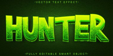 Avcı Vektörü Tam Düzenlenebilir Akıllı Nesne Metin Efekti