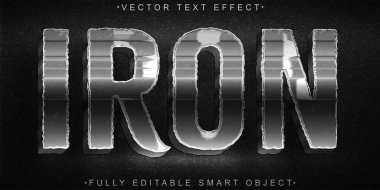 Gümüş Demir Vektör Tam Düzenlenebilir Akıllı Nesne Metin Efekti