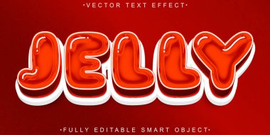 Parlak Kırmızı Tatlı Jöle Vektörü Tamamen Düzenlenebilir Akıllı Nesne Metin Efekti