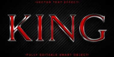 Kırmızı Gümüş Kral Vektörü Tam Düzenlenebilir Akıllı Nesne Metin Efekti