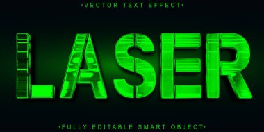 Yeşil Lazer Parlak Vektör Tamamen Düzenlenebilir Akıllı Nesne Metin Efekti