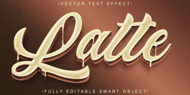 Kahverengi Krema Kahve Latte Vektörü Tamamen Düzenlenebilir Akıllı Nesne Metni