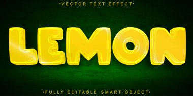 Sarı Limon Vektörü Tam Düzenlenebilir Akıllı Nesne Metin Efekti