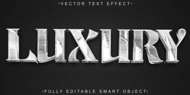 Parlak Gümüş Lüks Vektör Tamamen Düzenlenebilir Akıllı Nesne Metni Effe