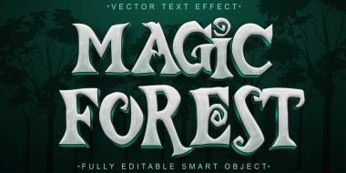 Parlak Sihirli Orman Vektörü Tamamen Düzenlenebilir Akıllı Metin Efekti