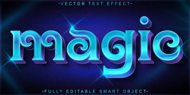 Mavi Parıldayan Sihirli Vektör Tamamen Düzenlenebilir Akıllı Nesne Metin Efekti