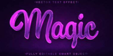 Mor Sihirli Vektör Tam Düzenlenebilir Akıllı Nesne Metin Efekti