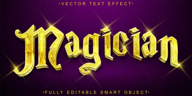 Parlak Altın Sihirbaz Vektör Tam Düzenlenebilir Akıllı Nesne Metin Efekti