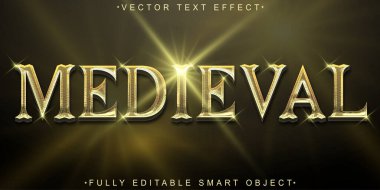 Altın Ortaçağ Vektörü Tamamen Düzenlenebilir Akıllı Nesne Metin Efekti