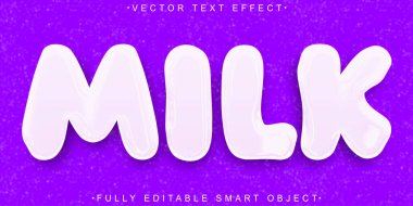 Sütlü Vektör Tam Düzenlenebilir Akıllı Nesne Metin Efekti