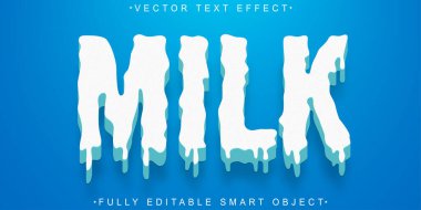 Sütlü Vektör Tam Düzenlenebilir Akıllı Nesne Metin Efekti