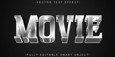 Karanlık Film Vektörü Tam Düzenlenebilir Akıllı Nesne Metin Efekti