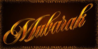 Altın Mübarek Vektörü Tam Düzenlenebilir Akıllı Nesne Metin Efekti