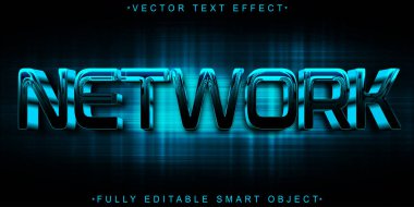 Mavi Teknoloji Ağ Vektörü Tamamen Düzenlenebilir Akıllı Nesne Metin Efekti