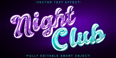 Parlak Gece Kulübü Vektörü Tamamen Düzenlenebilir Akıllı Nesne Metin Efekti