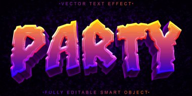 Parti Vektörü Tam Düzenlenebilir Akıllı Nesne Metin Efekti